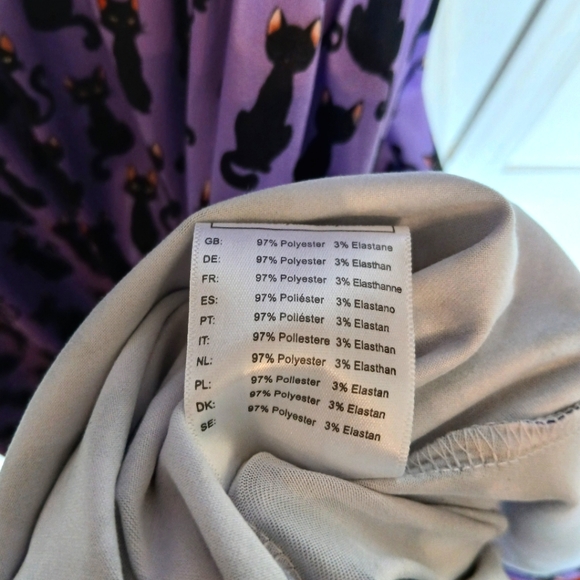 Dolly and Dotty Cat Purple & Black 3/4 Sleeve Billie Dress w/ Pockets - 4 - Picture 11 of 12